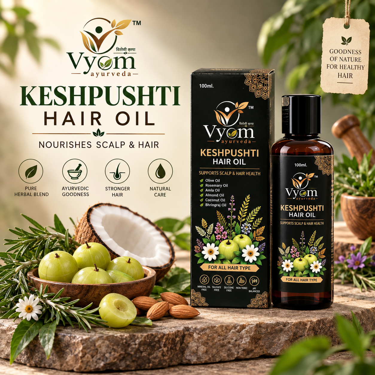 Vyom Ayurveda Kesh Pushti Herbal Hair Shampoo